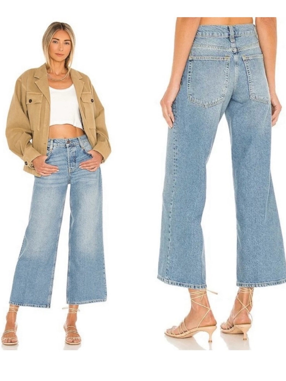 Free People We the Free Chalet Wide Leg Cropped Jeans NWOT NEW Size 33